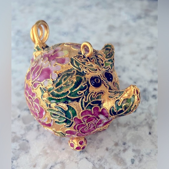 Cloisonné Other - Vintage NYCO Cloisonné Pig Christmas Ornament